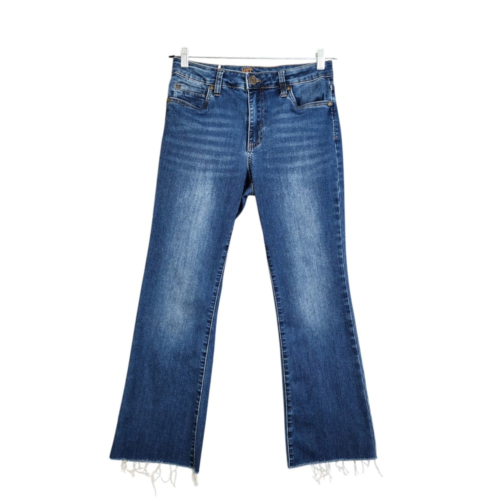 Kut from the Kloth Womens Nicole High Rise Bootcut Jeans Size 8 Wastonia Raw Hem